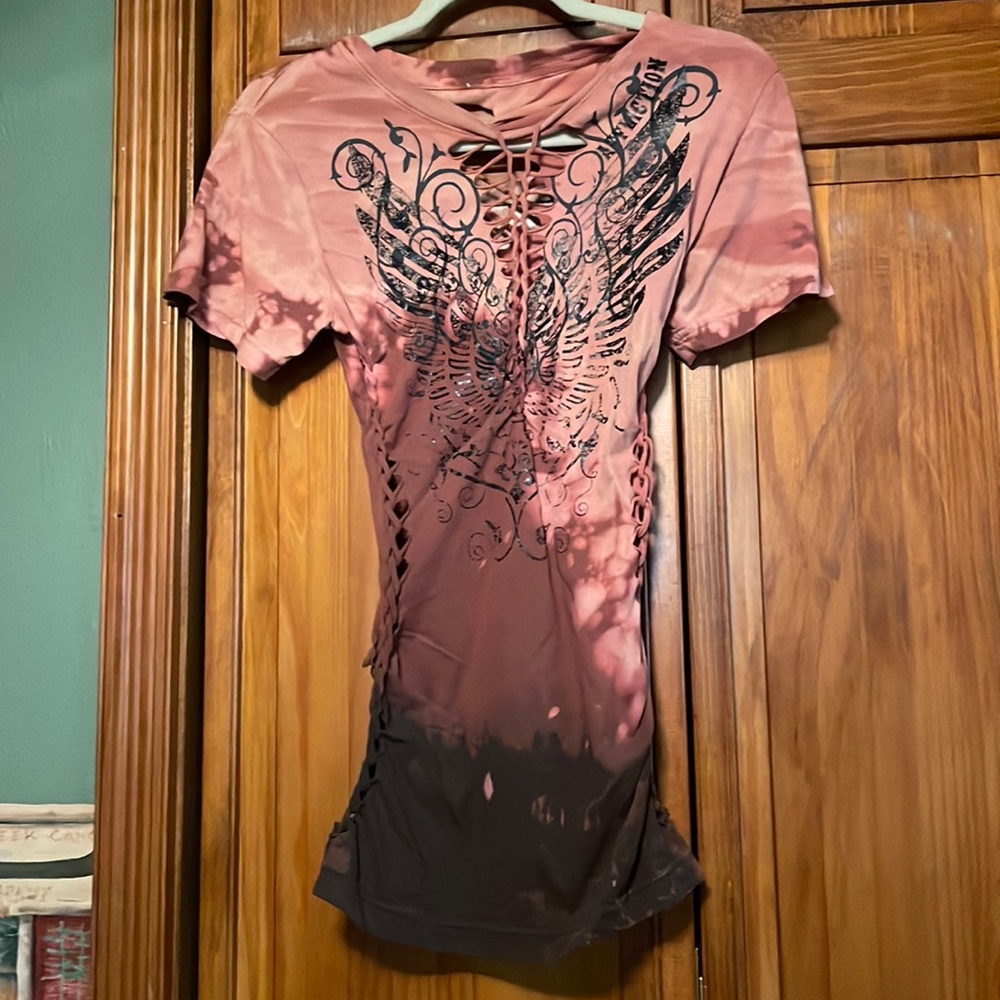 Affliction cut and tied tie dye.